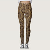 Chocolade bruin Paisley Patroon. Leggings (Voorkant)