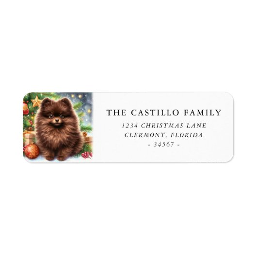 Chocolade Bruin Pommerse Kerstmis Adres Etiket (Voorkant)