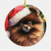 Chocolade Bruin Pommerse Waterverf Kerstmis Keramisch Ornament (Achterkant)