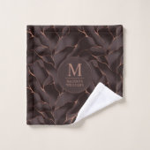Chocolade Bruin & Roze Goud Abstract Golfpatroon Bad Handdoek (Wasdoekje)