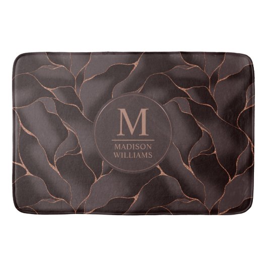 Chocolade Bruin & Roze Goud Abstract Golfpatroon Badmat (Voorkant)