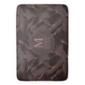Chocolade Bruin & Roze Goud Abstract Golfpatroon Badmat (Voorkant Verticaal)