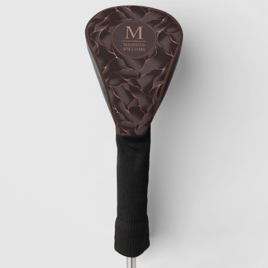 Chocolade Bruin & Roze Goud Abstract Golfpatroon Golfheadcover (Voorkant)