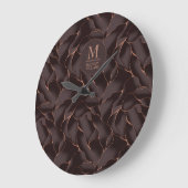 Chocolade Bruin & Roze Goud Abstract Golfpatroon Grote Klok (Hoek)