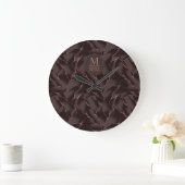 Chocolade Bruin & Roze Goud Abstract Golfpatroon Grote Klok (Huis)
