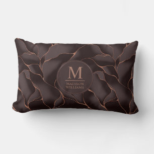 Chocolade Bruin & Roze Goud Abstract Golfpatroon Kussen