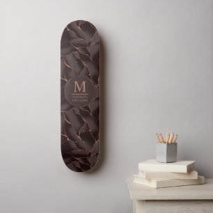 Chocolade Bruin & Roze Goud Abstract Golfpatroon Persoonlijk Skateboard