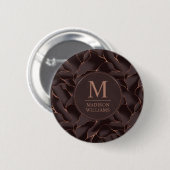 Chocolade Bruin & Roze Goud Abstract Golfpatroon Ronde Button 5,7 Cm (Voorkant /achterkant)