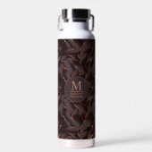 Chocolade Bruin & Roze Goud Abstract Golfpatroon Waterfles (Voorkant)