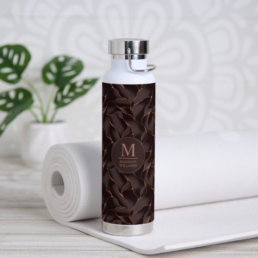 Chocolade Bruin & Roze Goud Abstract Golfpatroon Waterfles (Yoga (Gedraaid) )