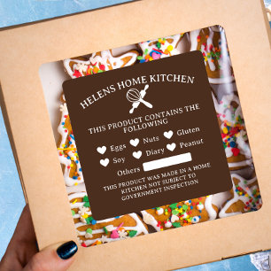 Chocolade Bruin Voedsel Allergie Alert Bakkerij St Vierkante Sticker