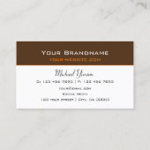 Chocolade bruin wit eenvoudig modern professioneel visitekaartje (Achterkant)