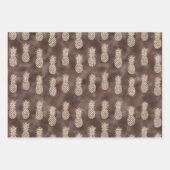 Chocolade Bruin Wit Tropische Bladeren & Ananas Inpakpapier Vel (Voorkant 3)