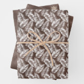 Chocolade Bruin Wit Tropische Bladeren & Ananas Inpakpapier Vel (In situ)