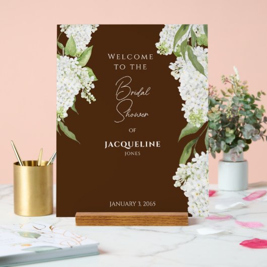 Chocolade Bruin Witte Hydrangeas Douche Welkom Acryl Bord (Huwelijk)