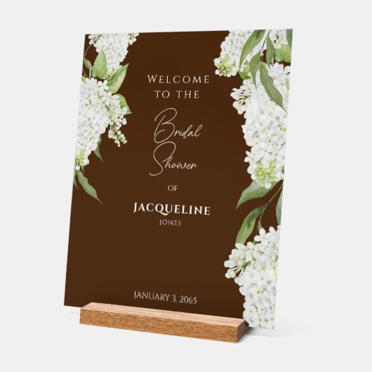 Chocolade Bruin Witte Hydrangeas Douche Welkom Acryl Bord (Hoek)