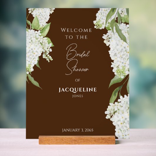 Chocolade Bruin Witte Hydrangeas Douche Welkom Acryl Bord (Neutraal)