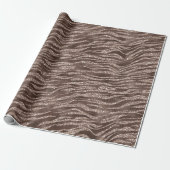Chocolade Bruin Zebra Glitter Cadeaupapier (Uitgerold)