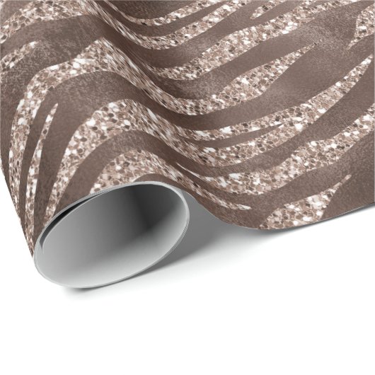 Chocolade Bruin Zebra Glitter Cadeaupapier (Rol Hoek)