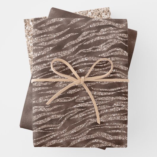Chocolade Bruin Zebra Glitter Inpakpapier Vel (In situ)