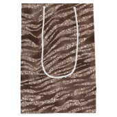 Chocolade Bruin Zebra Glitter Medium Cadeauzakje (Achterkant)