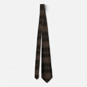 Chocolade bruin, zwart en tan tartan stropdas (Achterkant)