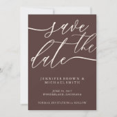 Chocolade Bruine Aangepaste Foto Calligrafie Save The Date (Voorkant)