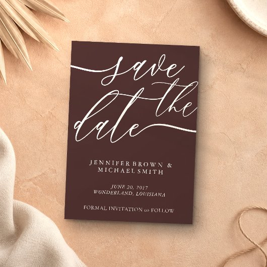 Chocolade Bruine Aangepaste Foto Calligrafie Save The Date