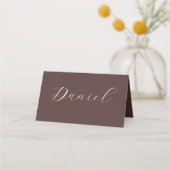 Chocolade Bruine Beige Boho Huwelijk Script Naam Plaatskaartje (Achterkant)