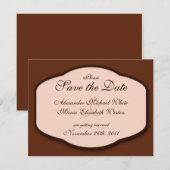 Chocolade Bruine & Beige Trouw Save the Dates Kaart (Voorkant / Achterkant)