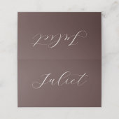 Chocolade Bruine Boho Huwelijk Script Naam Plaatskaartje (Buitenkant ongevouwen)