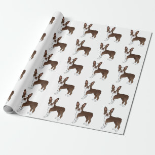 Chocolade Bruine Boston Terrier Cartoon Hond Patro Cadeaupapier