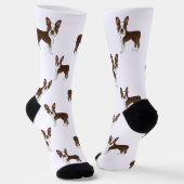 Chocolade Bruine Boston Terrier Cartoon Hond Patro Sokken (Gebogen)