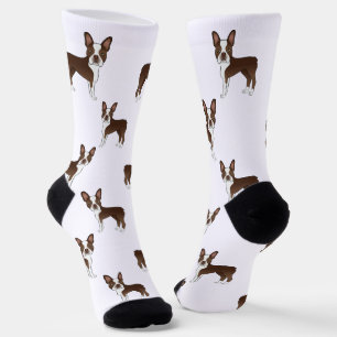 Chocolade Bruine Boston Terrier Cartoon Hond Patro Sokken