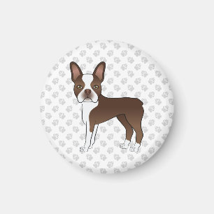 Chocolade Bruine Boston Terrier Cartoon Hond & Poo Magneet