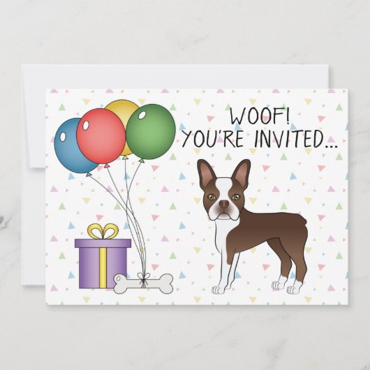 Chocolade Bruine Boston Terrier Cute Hond - Verjaa Kaart (Voorkant)