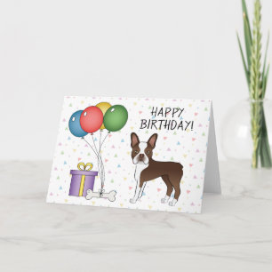Chocolade Bruine Boston Terrier Hond Gefeliciteerd Kaart