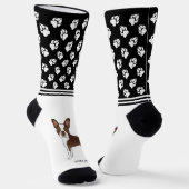 Chocolade Bruine Boston Terrier Met Naam En Poten Sokken (Gebogen)