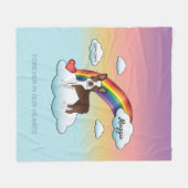 Chocolade Bruine Boston Terrier Regenboog Herdenki Fleece Deken (Voorkant (Horizontaal))