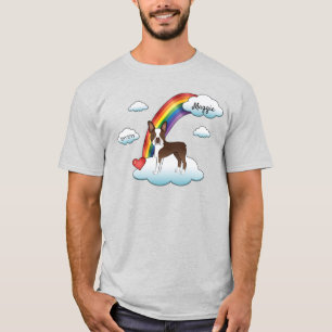 Chocolade Bruine Boston Terrier Regenboog Herdenki T-shirt