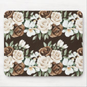 Chocolade Bruine Crème Bloemen Muismat (Voorkant)