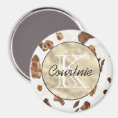 Chocolade Bruine Crème Dier Gouden Monogram      Magneet (Voorkant / Achterkant)