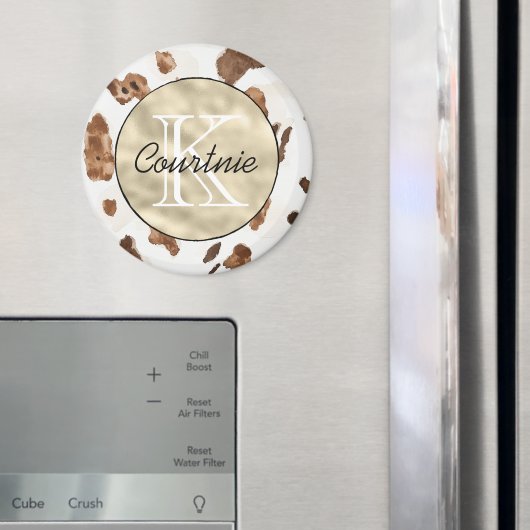 Chocolade Bruine Crème Dier Gouden Monogram      Magneet (Insitu (Koelkast))