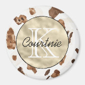 Chocolade Bruine Crème Dier Gouden Monogram      Magneet (Voorkant)