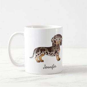 Chocolade & Bruine Dapple Kortharige Dachshund & N Koffiemok