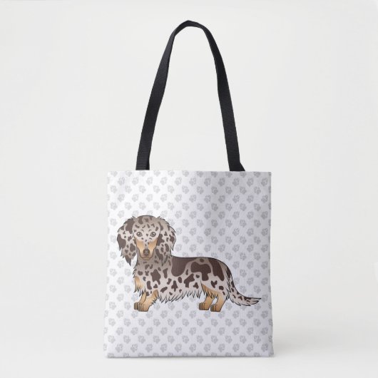 Chocolade & Bruine Dapple Langharige Dachshund & P Tote Bag (Voorkant)