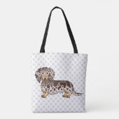 Chocolade & Bruine Dapple Langharige Dachshund & P Tote Bag (Achterkant)