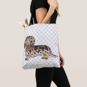 Chocolade & Bruine Dapple Langharige Dachshund & P Tote Bag (Dichtbij)