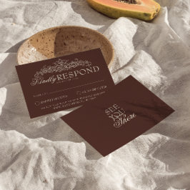 Chocolade Bruine Fantasie Oude Geld Huwelijk RSVP Kaartje