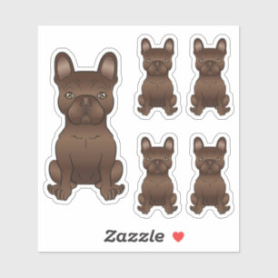 Chocolade Bruine Franse Bulldog Honden tekeningen Sticker